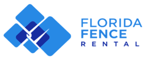Florida Fence Rental logo featuring blue diamond graphic next to the company name in blue text