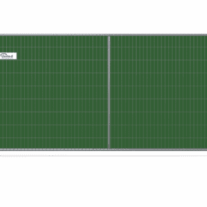 A green temporary privacy fence on a white background