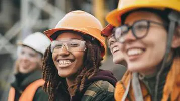 diverse group of female engineers overseeing construction work on a major project site photo